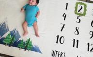 img 1 attached to LovelySprouts Premium Fleece Monthly Milestone Blanket: Wrinkle & Fade-Resistant, Large 60 X 40 Size - Perfect For Baby Boy Or Girl Photo Props, Mountain Design review by Tori Williams
