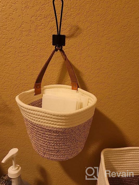 img 1 attached to Boho Wall Decor - OrganiHaus 2-Pack Brown Hanging Storage Baskets With Handles For Plants And Organization In Bathroom Or Home - 7X6 Inch Wall Baskets For Stylish And Functional Hanging Storage review by Mike Pfettscher