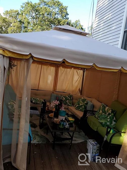 img 1 attached to YOLENY Aluminum Frame Soft Top Outdoor Patio Gazebo - 12'X12' With Polyester Curtains, Air Venting Screens, And Beige Canopy review by Gucci Breeze