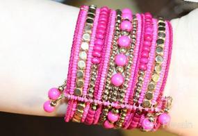 img 7 attached to 💖 The Vibrant Pink and Elegant Gold Bead Tribal Spiral Cuff Bracelet for a Chic Traditional Look