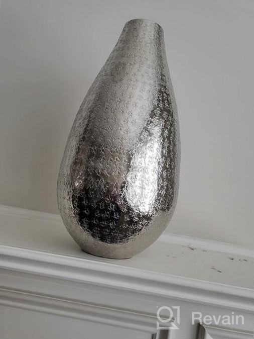 img 1 attached to Hammered Aluminum Teardrop Vase By Torre & Tagus - Rustic Farmhouse Table Decor For Floral Displays And Centerpieces - Tall Silver Sculpture review by Jose Smith