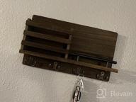 img 1 attached to Rustic Wooden Wall-Mounted Mail And Key Organizer - Decorative Mail Sorter With Key Hooks For Hallway, Entryway, Mudroom - Dark Brown Home Decor Accent Piece review by Jared Peck