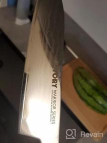 img 5 attached to Нож Santoku из японской VG10 67 слоевой сверхпрочной стали с длиной лезвия 7 дюймов - серия Kitory Damascus Warrior с рукояткой из G10 и подарочной коробкой