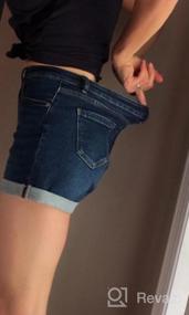 img 7 attached to Женские юниорские эластичные джинсовые шорты с высокой талией и подвернутым краем, пышные джинсовые шорты