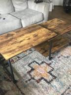 img 1 attached to Rustic Wood Coffee Table With Storage Shelves And 360° Free Rotating Casters - Industrial Sofa Side Table For Living Room Or Office Furniture. review by Vanessa White