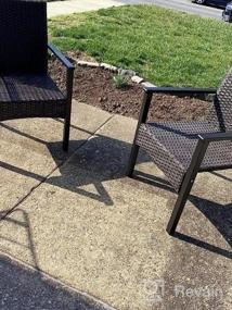 img 5 attached to PHI VILLA Outdoor Wicker Chairs Set Of 2, Rattan Covered Metal Armchairs With Removable Cushion, Heavy Duty Furniture Set For Patio, Deck, Porch, Yard