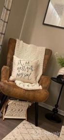 img 7 attached to Тафтинговый бархатный стул с подлокотниками Wingback - элегантное и удобное мягкое кресло для гостиной, спальни и зала ожидания - ножки из массива дерева бирюзового цвета