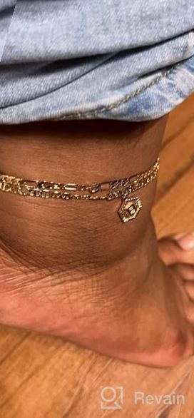 img 1 attached to Double Layered 14K Gold Plated Anklets With Personalized Initials - Trendy Women'S And Teen'S Jewelry review by Melissa Jones