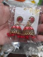 img 1 attached to Stunning Ethnic Style Earrings: Indian Jhumka Jhumki Drop Dangle Earrings For Women With Golden Ball Pendant And Enamel Design - 4 To 6 Pairs By Idealway review by Amber Jackson