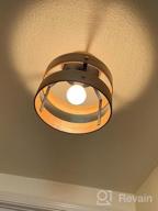 img 1 attached to Rustic Farmhouse Semi Flush Mount Ceiling Light - Metal & Oak Wood Drum For Hallway, Kitchen, Bathroom, Bedroom review by Mike Wheeler
