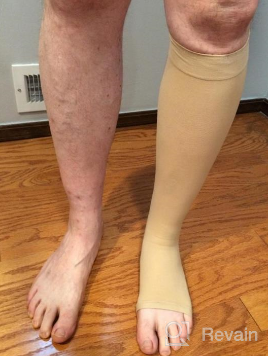 img 1 attached to Truform 20-30 MmHg Compression Stockings - Knee High Length, Open Toe, White, Medium For Men & Women review by Cheska Perry