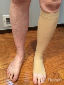 img 5 attached to Truform 20-30 MmHg Compression Stockings - Knee High Length, Open Toe, White, Medium For Men & Women