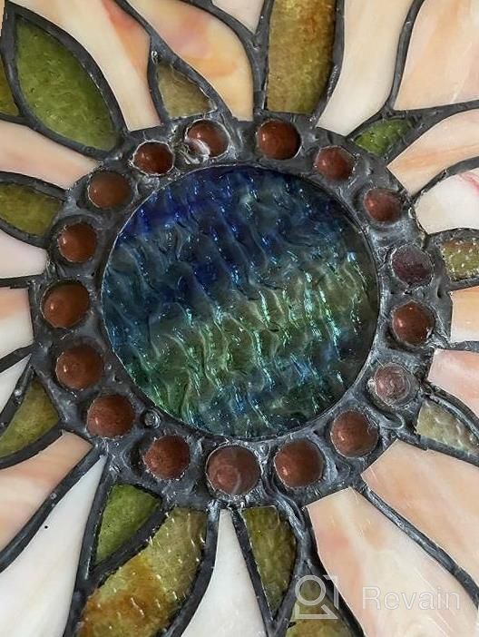 img 1 attached to Handmade Tiffany Glass Crafts: Large Sunflower Stained Glass Window Hanging Suncatcher - Perfect Gift For Family And Friends review by Mya Guzman