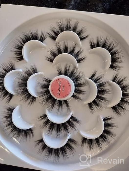 img 1 attached to Veleasha False Eyelashes 7 Pairs Pack Fluffy Faux Mink Lashes 100% Cruelty-Free Handmade Strip Lashes For Eye Makeup City Girl review by Angela Mitchell