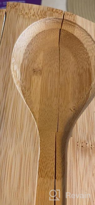 img 1 attached to Large 9.8 Inch Solid Bamboo Salad Bowl Set With Servers And Lid - Perfect For Fruits, Salads, And Decorations - White Color - GEHE Bamboo Bowl And Spoon Set review by Khalil Hopp