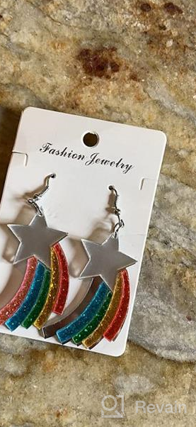 img 1 attached to 🌈 Big Cute Acrylic Clouds Rainbow Stars Earrings for Women Girls - Lightweight Handmade Cartoon Geometric Multi-Colored Exaggerated Funny Colorful Personality Starry Sky Statement Dangle Earrings by coadipress review by Brendan Baker