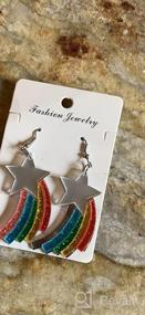 img 6 attached to 🌈 Big Cute Acrylic Clouds Rainbow Stars Earrings for Women Girls - Lightweight Handmade Cartoon Geometric Multi-Colored Exaggerated Funny Colorful Personality Starry Sky Statement Dangle Earrings by coadipress