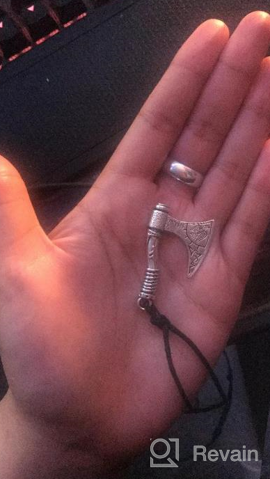 img 1 attached to 🪨 EUEAVAN Viking Raven Amulet Necklace: Antique Silver Talisman with Runes, Axe, and Celtic Knot review by Vincent Lott