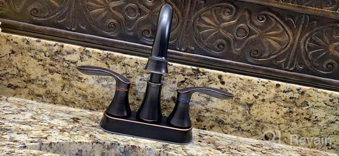 img 1 attached to Modern Commercial Bathroom Faucet With Two Handles, Oil Rubbed Bronze Finish, Lead-Free, Includes Drain Stopper And Water Hoses For Vanity Sink review by Joshua Vogel