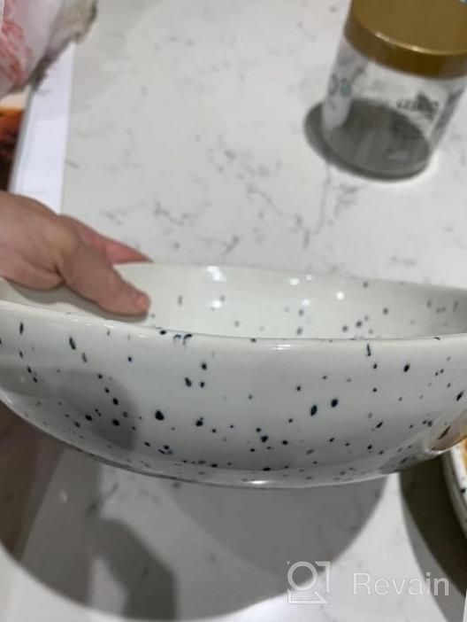 img 1 attached to Roro Hand-Molded Ceramic Stoneware Pasta And Dinner Bowl, Set Of 2 - Lunar White With Speckled Design, 7.5 Inches Diameter X 2.5 Inches Tall Each review by Ron Josey