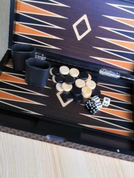 img 1 attached to Woodronic 15" Wooden Backgammon Set - The Perfect Strategy Game For Kids And Adults review by Juan Gomez