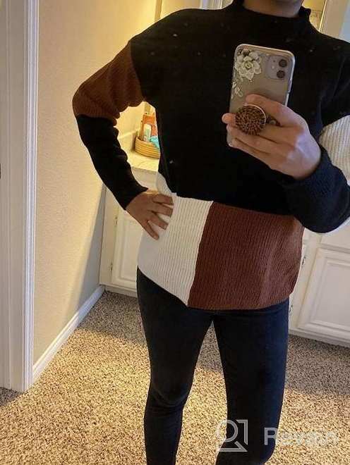 img 1 attached to Stay Cozy And Stylish With Angashion Women'S Oversized Sweaters -Chunky Knit Color Block Pullovers review by Jason Geyston