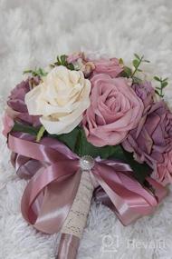 img 7 attached to Dusty Rose & Ivory Artificial Flower Wedding Bouquet - Perfect For Wedding Party, Church, Home Decor And Tossing By HiiARug