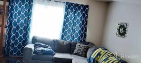 img 8 attached to Off White & Navy Thermal Insulated Room Darkening Curtains - Melodieux Moroccan Fashion Grommet 52X84 Inch (1 Panel)