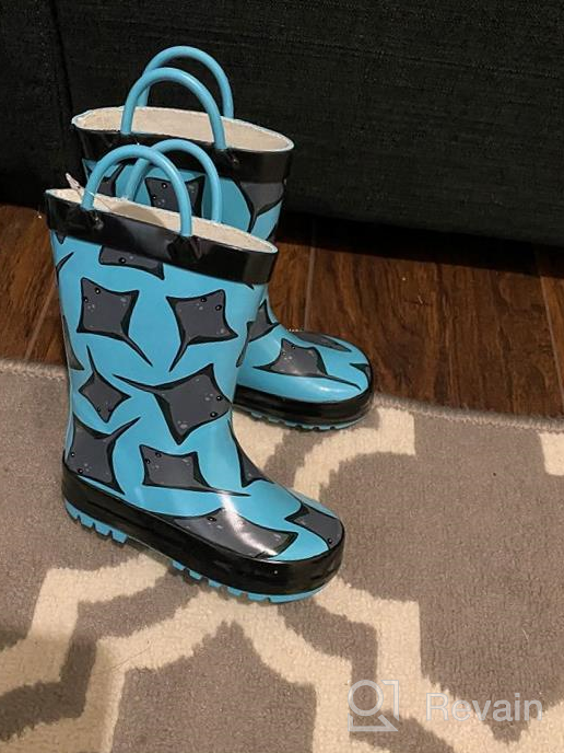 img 1 attached to NORTY Waterproof Kids Rubber Rain Boots - 👦 Solid & Printed Rainboots for Toddlers and Boys or Girls review by Justin Bowen