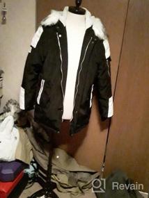 img 5 attached to Men'S Winter Warm Faux Leather Spliced Padded Long Down Alternative Parka Jacket With Fur Hood