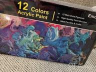 img 1 attached to Emooqi Acrylic Paint Set - 12 Vivid Colors (2.54 Oz/75Ml) With 3 Brushes, Non Toxic & Non Fading Art Supplies For Canvas Painting, Ideal For Painters Of All Ages! review by Davaun Pritchard