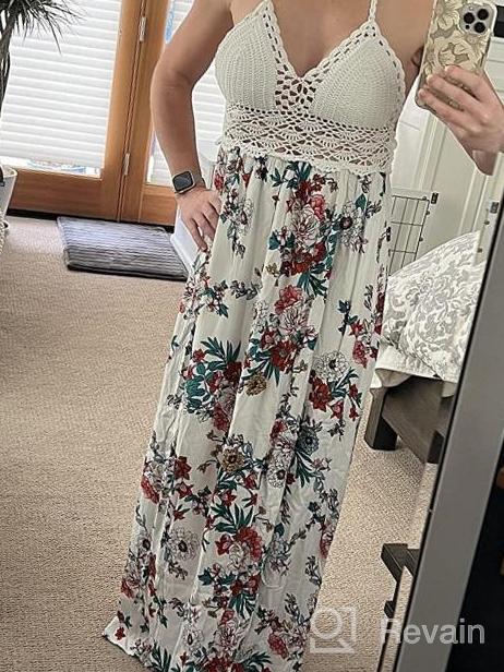 img 1 attached to LILBETTER Bohemian Halter Maxi Dress For Women With Crochet Back And Beach Style review by Nate Mims