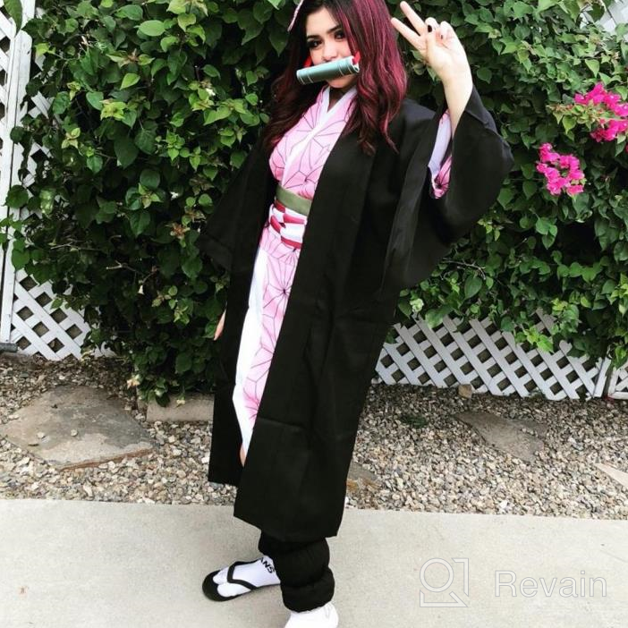 img 1 attached to Halloween Costume For Women - Kamado Cosplay Outfit With Kimono Haori And Bamboo - Available In US Sizes review by Ronnie Dunn