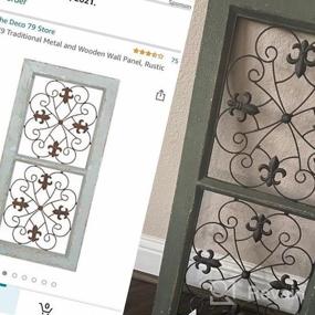 img 6 attached to Stylish Window Inspired Wall Art - 10" X 1" X 25" Deco 79 Wood Scroll With Metal Scrollwork Relief In White