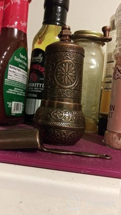 img 1 attached to Refillable Turkish Pepper Mill With 4.2 Inch Manual Crank Handle - Antique Gold Spice Grinder By Bazaar Anatolia review by Adrian Hayes