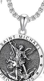 img 4 attached to 📿 Seiyang Sterling Silver St Michael/St Christopher Necklace: Protecting Men and Women with Archangel Catholic Coin Jewelry