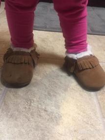 img 5 attached to HONGTEYA Детские мокасины с подкладкой из искусственного меха, резиновыми подошвами и кожаным верхом - теплые снежные ботинки для мальчиков и девочек-младенцев