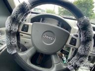 img 1 attached to Faux Fur Steering Wheel Cover, Two Tone Black/Brown With Glitter - Fits 14.5-15" Wheels - BDK Bear Fur Plush Fuzzy Car Truck Van SUV review by Antonio Santiago