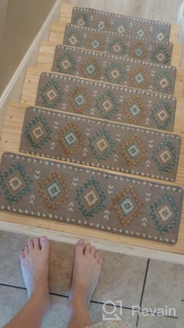 img 1 attached to Stylish & Safe: Sussexhome Carpet Stair Treads For Wooden Steps - 4-Pack Of Self-Adhesive, Pet & Kid-Friendly Indoor Treads To Prevent Slipping review by Jeff Morris