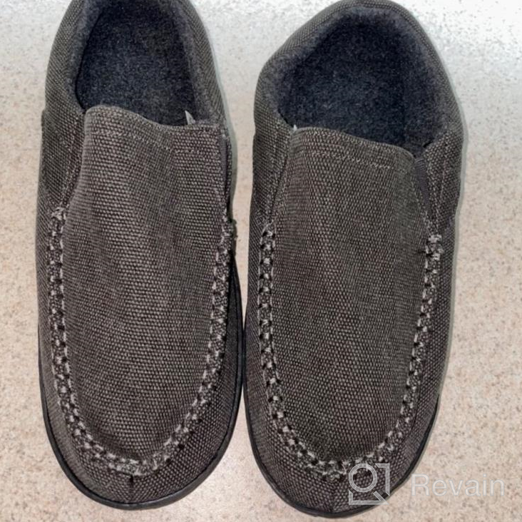 img 1 attached to Men'S Slip On House Slippers - Warm Cozy Memory Foam Clogs, Canvas Indoor Outdoor Home Shoes review by Andrew Mclemore