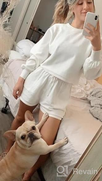 img 1 attached to Stylish Women'S Knitted Set With Puff Sleeve Crop Top And Shorts - Ideal Sweater Sweatsuit For Any Occasion By SYZRI review by Allison Taylor
