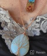 img 1 attached to POTESSA Copper Wire Wrapped Amethyst Opal Teardrop Heart Pendant 🌳 Necklace - Tree of Life Gemstone Healing Chakra Necklace Choker, 18 inches review by Thunder Ballman