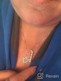 img 5 attached to Набор украшений "FANCIME Hanukkah" из стерлингового серебра с созданным синим опалом, включающий кулон в виде звезды, серьги-капли и браслет-талисман - изящный октябрьский комплект ювелирных изделий для женщин