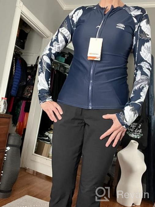 img 1 attached to AXESEA Women's Long Sleeve Rash Guard: Stylish UV Sun Protection Swim Shirt review by Stuart Sugden