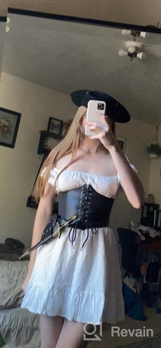 img 1 attached to Women'S Leather Vest Corset Belt Tops - Halloween Pirate Costume Lace Up Waist Bustiers review by Barton Perez