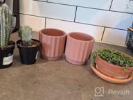 img 1 attached to Set Of 2 Terra Cotta Cement Indoor Plant Pots - 4 Inch Medium Planter Vessels With Drain Hole For Contemporary Decor - Unglazed Pottery By POTEY 202221 review by Deep Echemendia