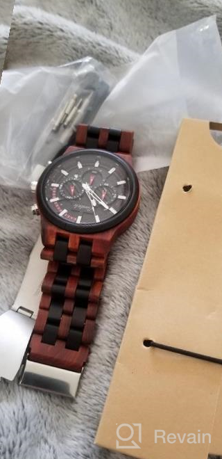 img 1 attached to Emibele Men'S Stylish Date Display Chronograph Military Quartz Wrist Watch | Handmade Wooden Casual Light Luminous Watch review by Scott Welch