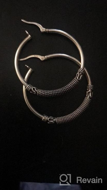 img 1 attached to Make A Statement With LeCalla'S Large Two-Tone Oxidized Balinese Hoop Earrings In 925 Sterling Silver - Perfect For Women review by Melissa Wilson