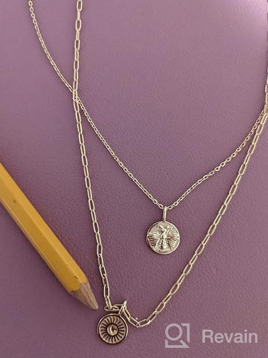 img 1 attached to AGVANA Gold Plated Disc Bee Compass Star Moon Necklace - Dainty Jewelry Gift for Women & Girls review by Gavin Dunne