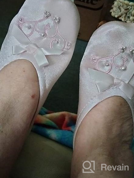 img 1 attached to Stylish and Comfy ISOTONER 👠 Satin Pearl Ballerina Slippers for Active Girls review by Maurice Hurd